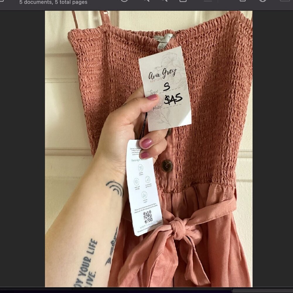 Blush Sleeveless Smocked Linen Jumpsuit - Valentine's Day Gift - Picture 15 of 15